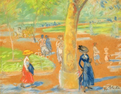 Park (Woman in Blue under a Tree) by William James Glackens